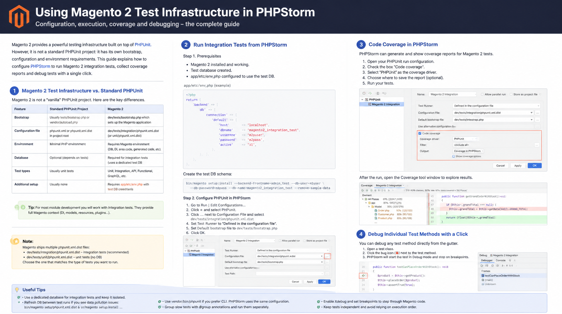 PHPUnit Integrationstests und Coverage aus PHPStorm für Magento starten