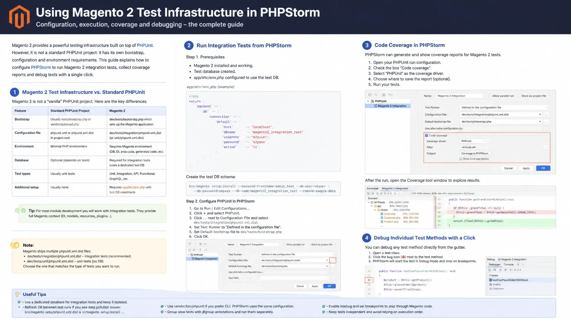 PHPUnit Integrationstests und Coverage aus PHPStorm für Magento starten