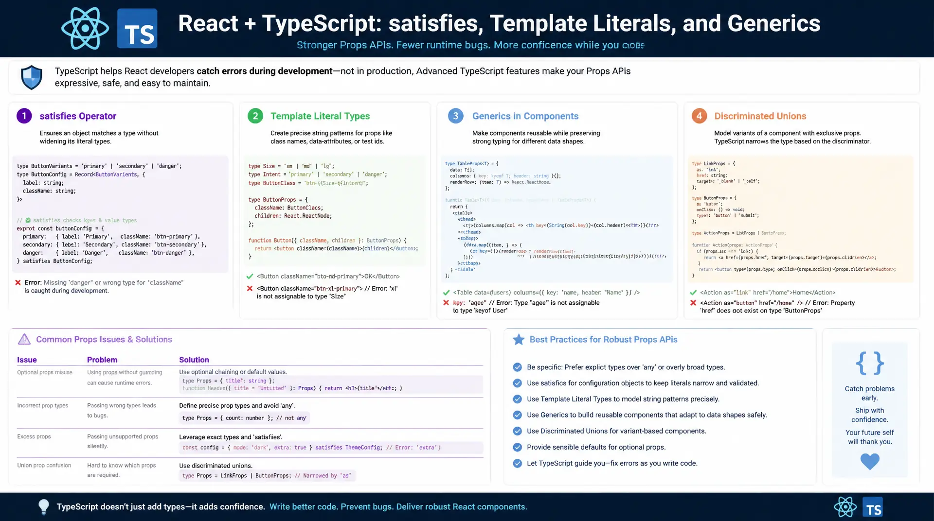 React + TypeScript: satisfies, Template Literals und Generics
