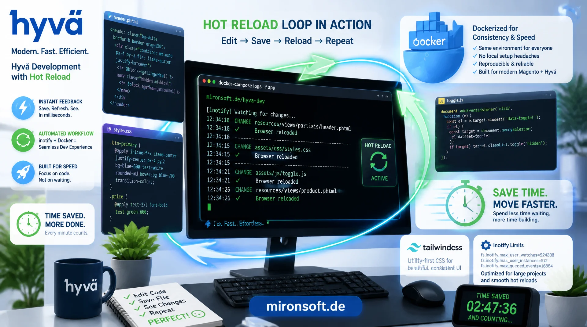 Hyvä-Watcher und Hot-Reload im lokalen Docker-Setup einrichten