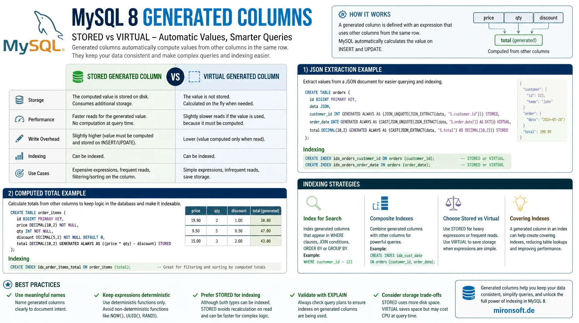Generated Columns für schnellere Queries auf berechneten Werten