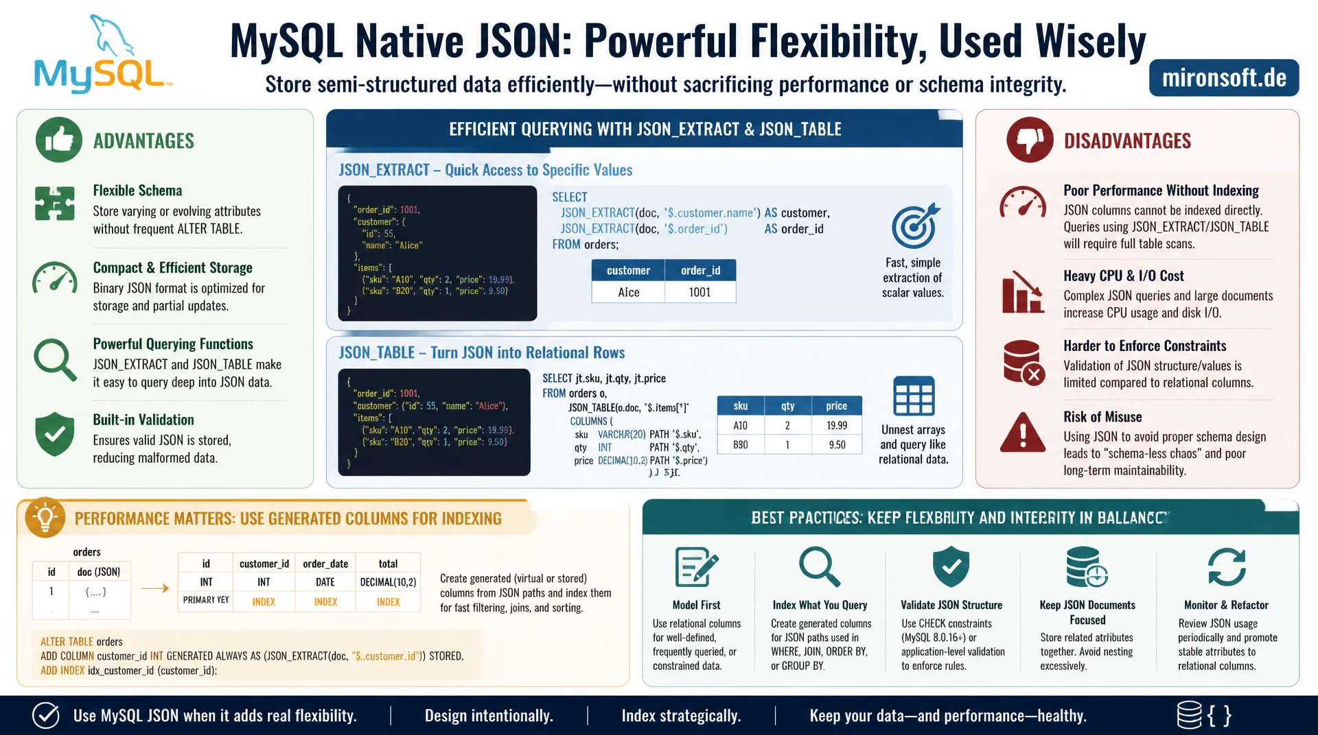 JSON-Spalten in MySQL: praktischer Einsatz und Indizierung