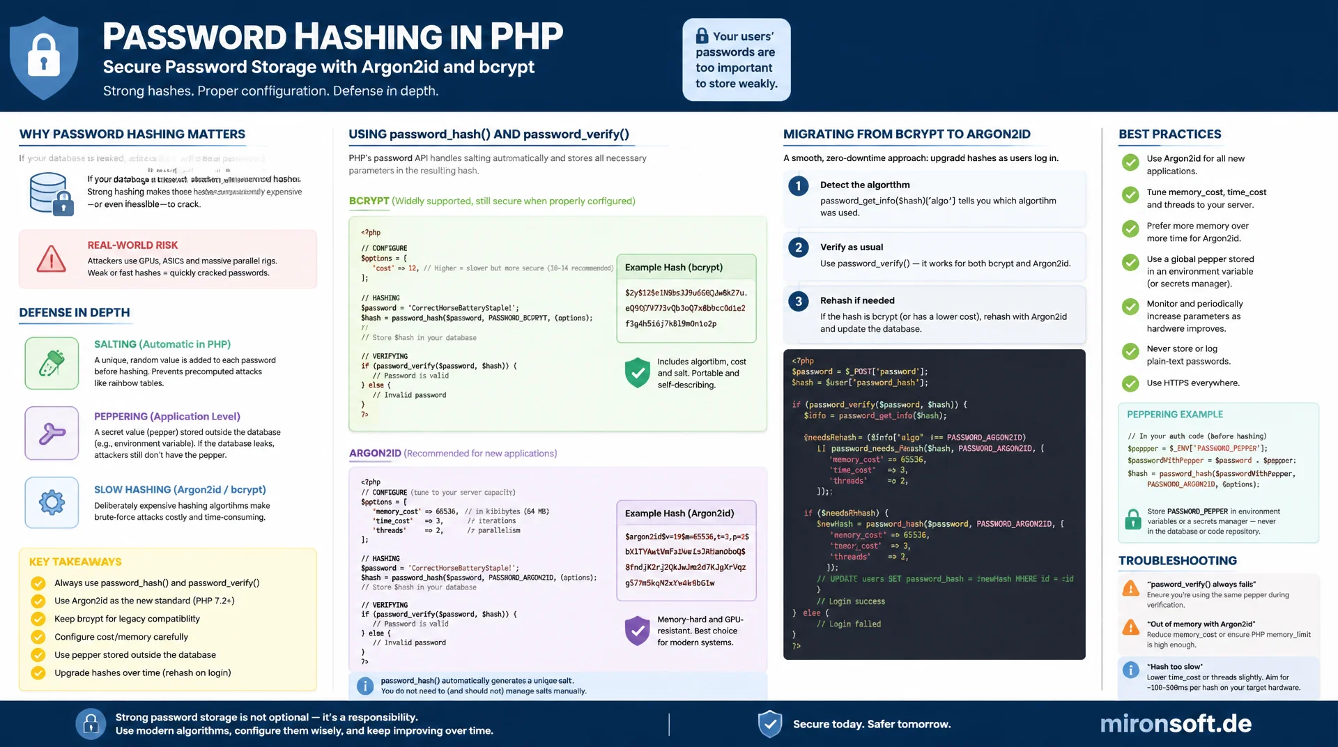 Passwort-Hashing mit Argon2 und bcrypt in PHP