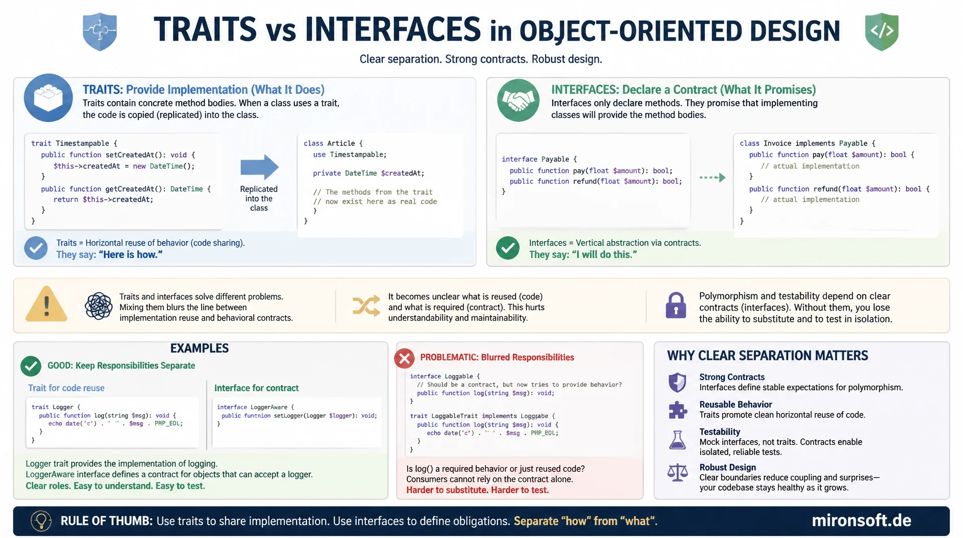 Traits vs. Interfaces: Code-Wiederverwendung sauber abgrenzen