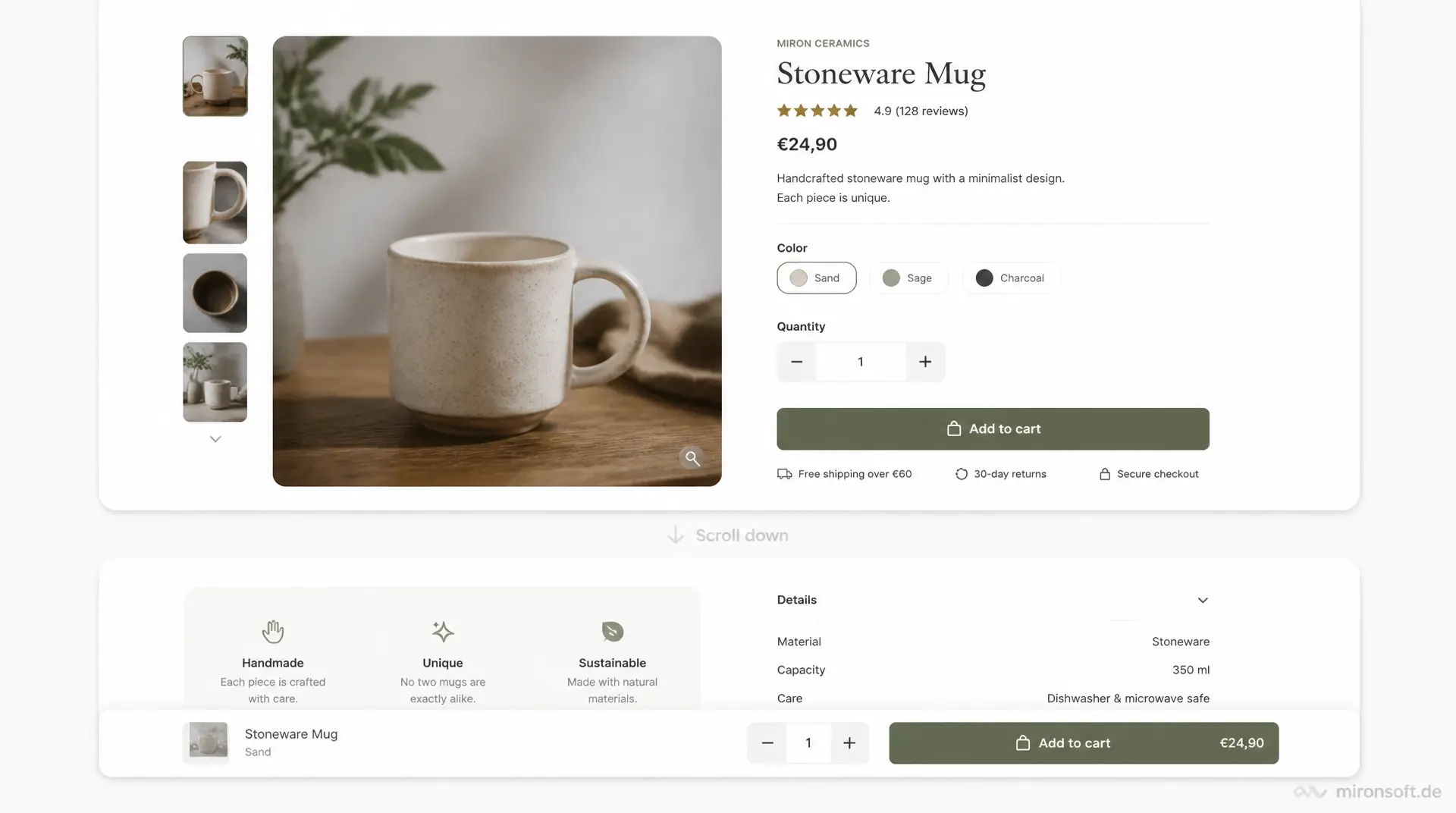 Sticky Add to Cart Bar beim Scrollen mit Alpine.js