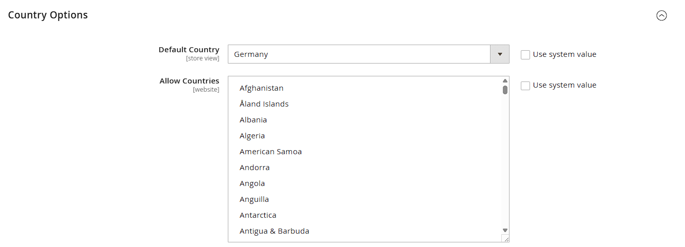 Country Options